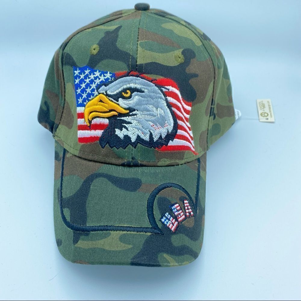 American Eagle Camo Patriotic Baseball Cap By Amrita Singh